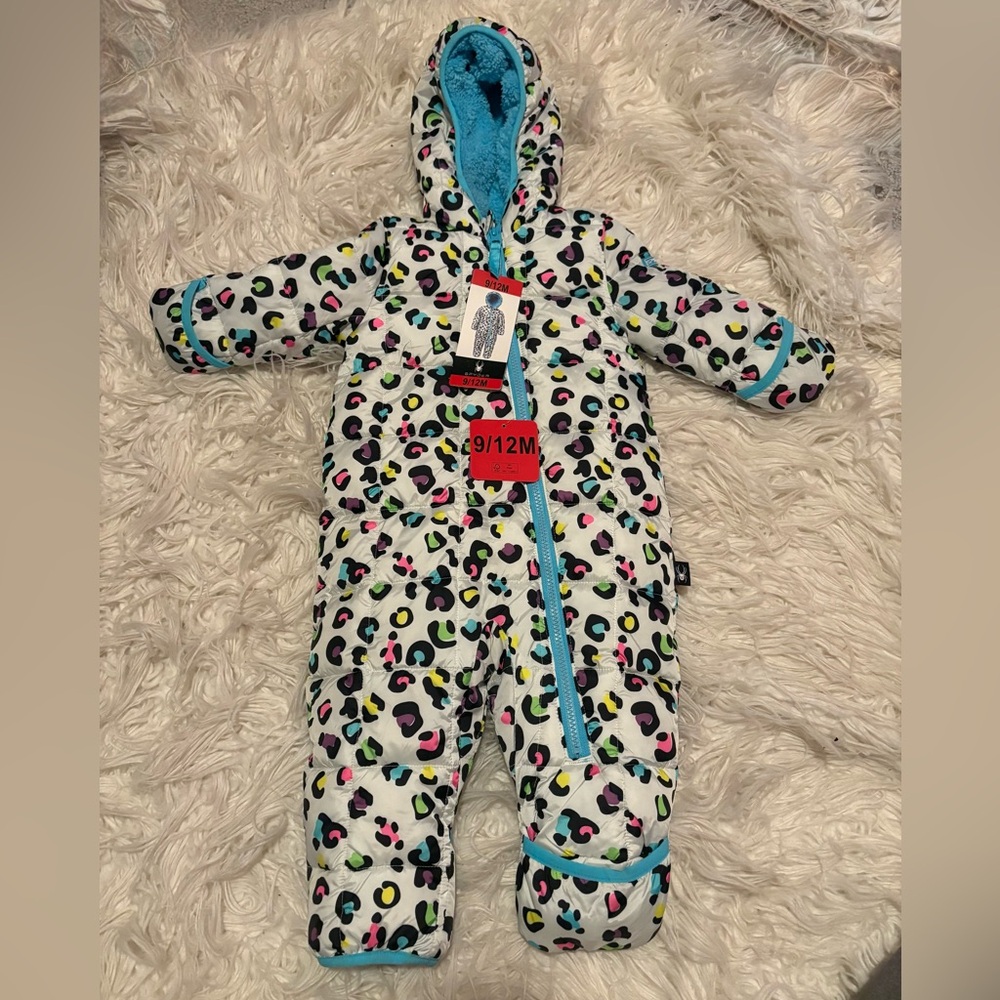 Spyder Baby Snowsuit 9–12M Leopard Print Hooded One Piece NWT